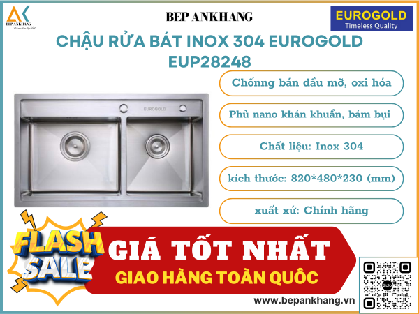 Chậu rửa bát chống xướt Eurogold EUP28248